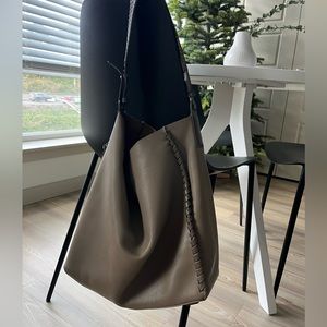 allsaints soft leather shoulder tote